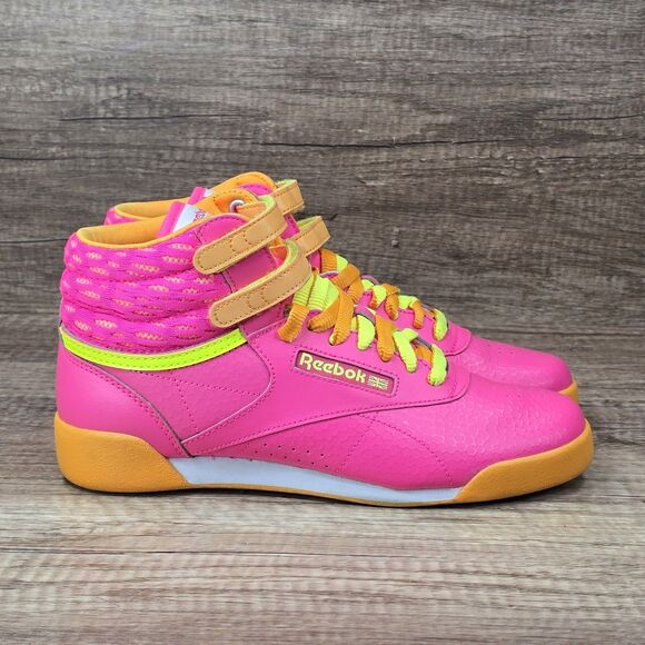 Reebok Shoes - Reebok Freestyle Hi Classic Size 5 Women's Size 6.5 Hot Pink Orange Shoes M46765